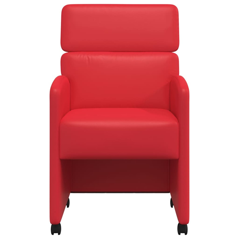 Produktbild för Matstolar med hjul 2 pcs Röd 58 x 65 x 98 cm Konstläder