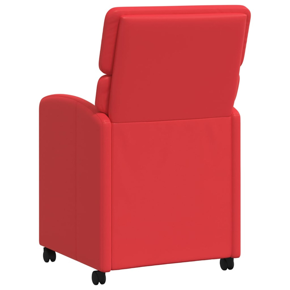 Produktbild för Matstolar med hjul 2 pcs Röd 58 x 65 x 98 cm Konstläder