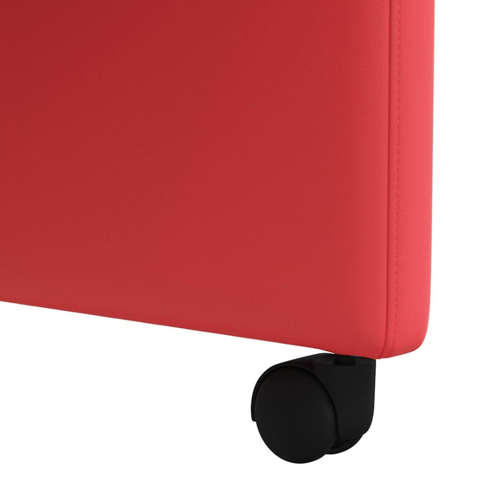 Produktbild för Matstolar med hjul 2 pcs Röd 58 x 65 x 98 cm Konstläder