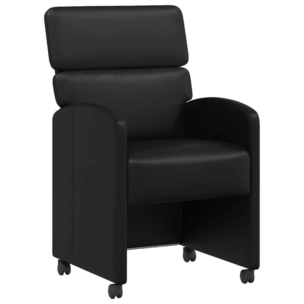Produktbild för Matstolar med hjul 2 pcs Svart 58 x 65 x 98 cm Konstläder