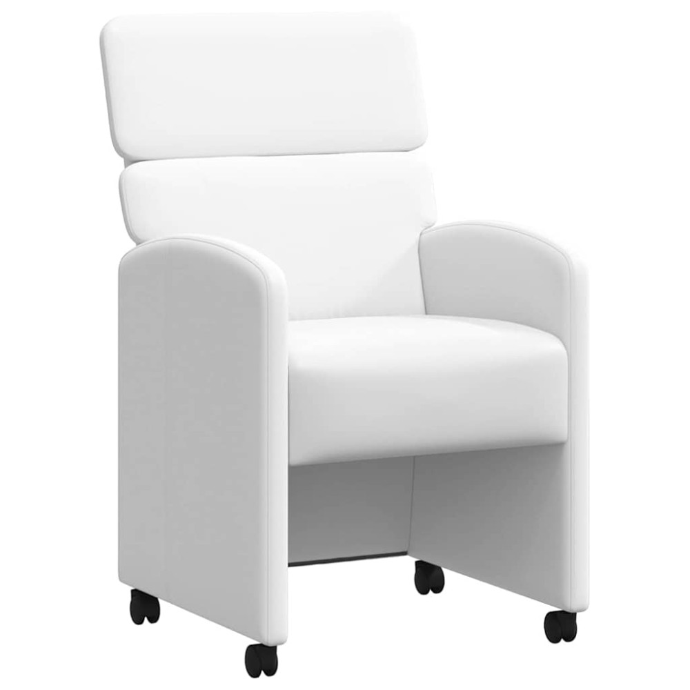 Produktbild för Matstolar med hjul 2 pcs Vit 58 x 65 x 98 cm Konstläder