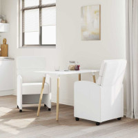 Produktbild för Matstolar med hjul 2 pcs Vit 58 x 65 x 98 cm Konstläder