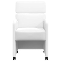 Produktbild för Matstolar med hjul 2 pcs Vit 58 x 65 x 98 cm Konstläder