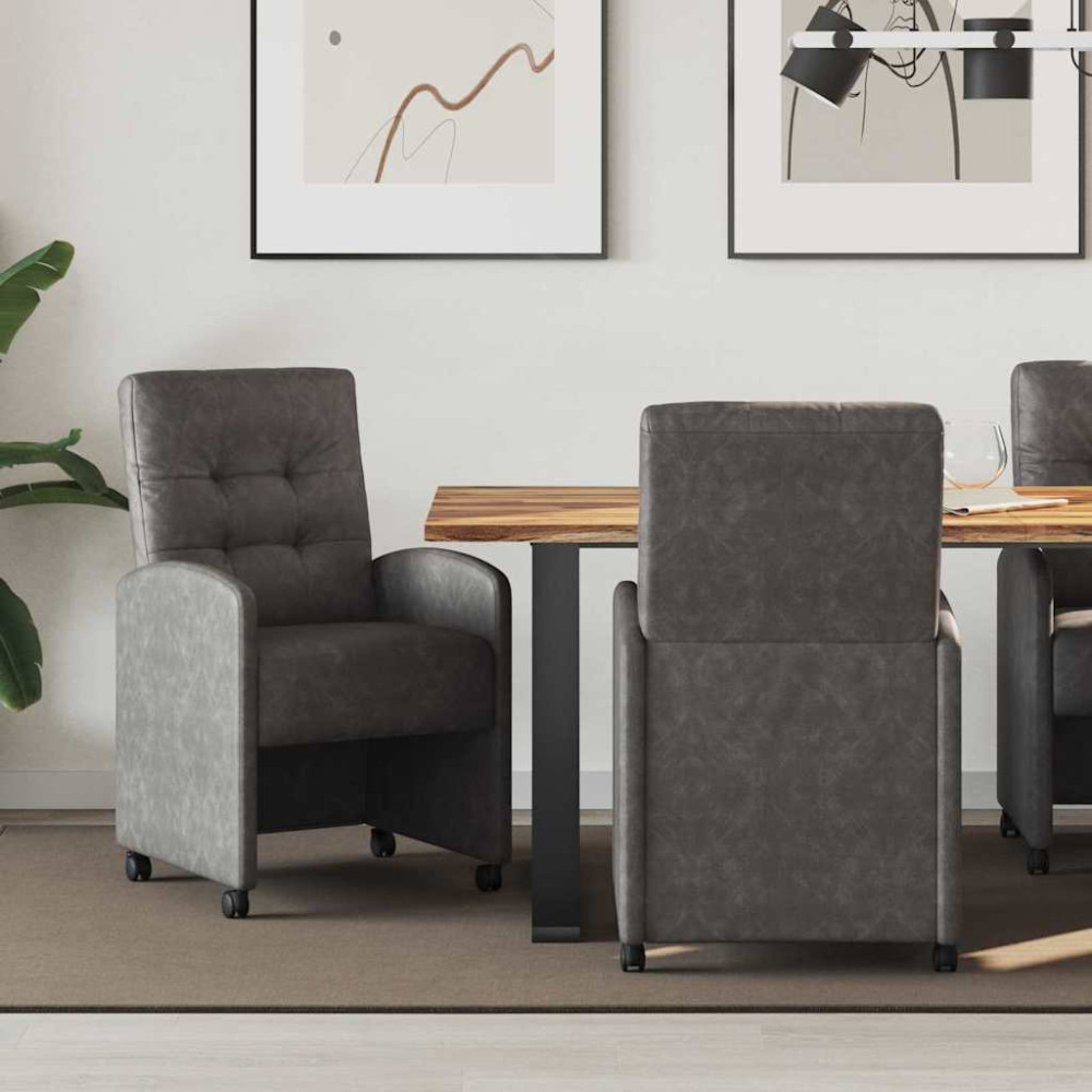 Produktbild för Matstolar med hjul 2 pcs Svart 58 x 67 x 97 cm Konstläder