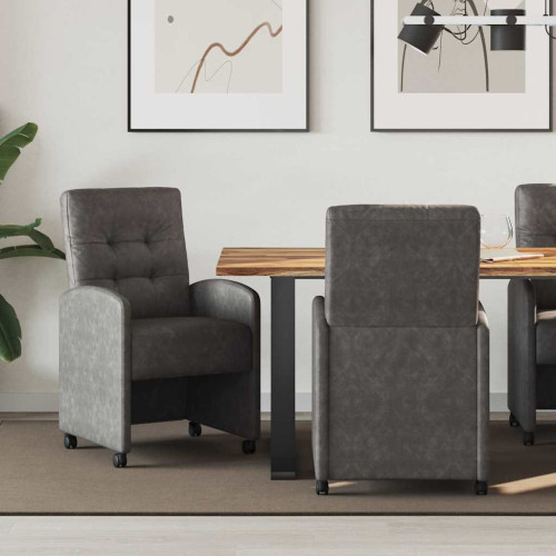 vidaXL Matstolar med hjul 2 pcs Svart 58 x 67 x 97 cm Konstläder