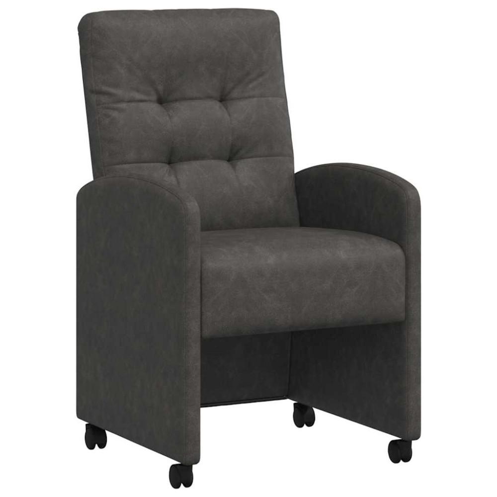 Produktbild för Matstolar med hjul 2 pcs Svart 58 x 67 x 97 cm Konstläder