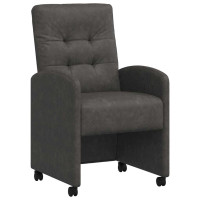 Produktbild för Matstolar med hjul 2 pcs Svart 58 x 67 x 97 cm Konstläder
