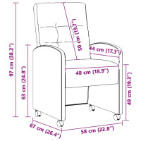 Produktbild för Matstolar med hjul 2 pcs Brun 58 x 67 x 97 cm Konstläder