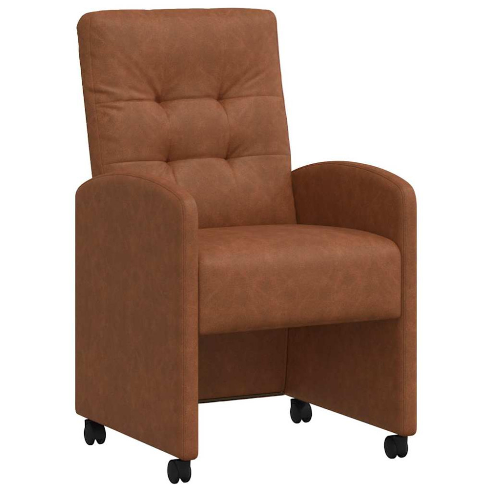 Produktbild för Matstolar med hjul 2 pcs Brun 58 x 67 x 97 cm Konstläder