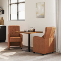 Produktbild för Matstolar med hjul 2 pcs Brun 58 x 67 x 97 cm Konstläder