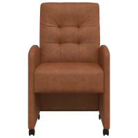 Produktbild för Matstolar med hjul 2 pcs Brun 58 x 67 x 97 cm Konstläder