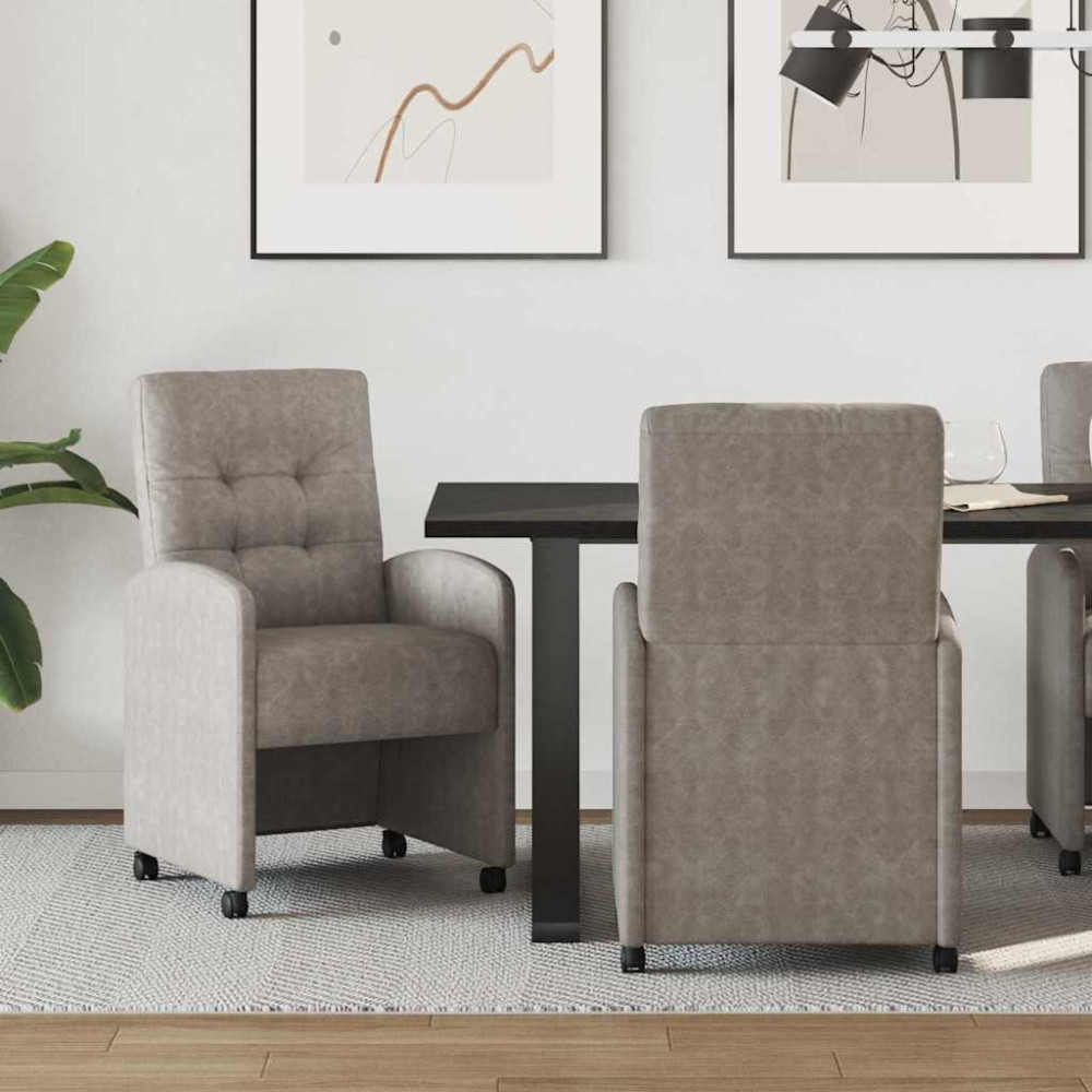 Produktbild för Matstolar med hjul 2 pcs Grå 58 x 67 x 97 cm Konstläder