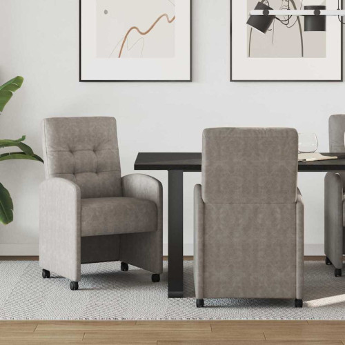 vidaXL Matstolar med hjul 2 pcs Grå 58 x 67 x 97 cm Konstläder