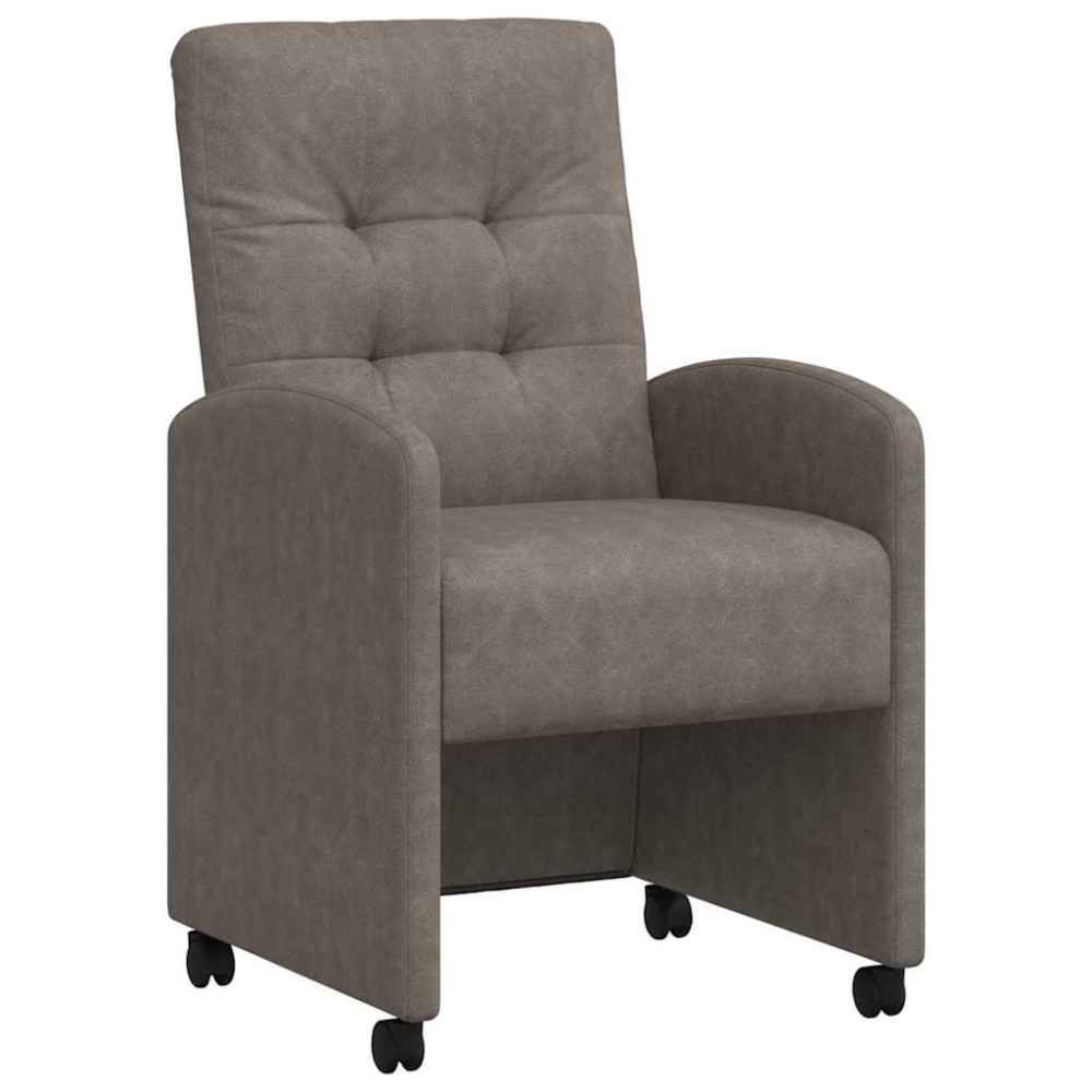Produktbild för Matstolar med hjul 2 pcs Grå 58 x 67 x 97 cm Konstläder