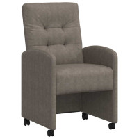 Produktbild för Matstolar med hjul 2 pcs Grå 58 x 67 x 97 cm Konstläder