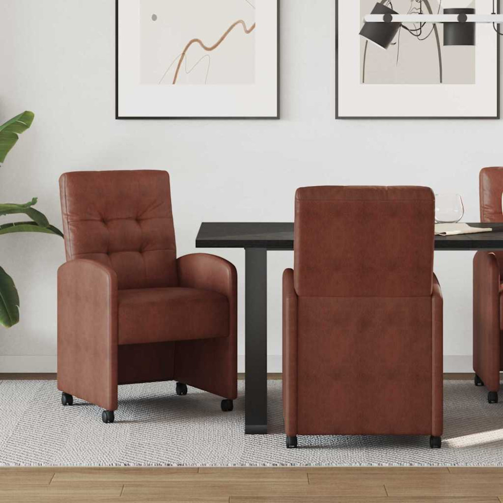 Produktbild för Matstolar med hjul med hjul 2 pcs Skinande brun 58 x 67 x 97 cm