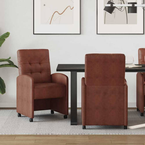 vidaXL Matstolar med hjul med hjul 2 pcs Skinande brun 58 x 67 x 97 cm