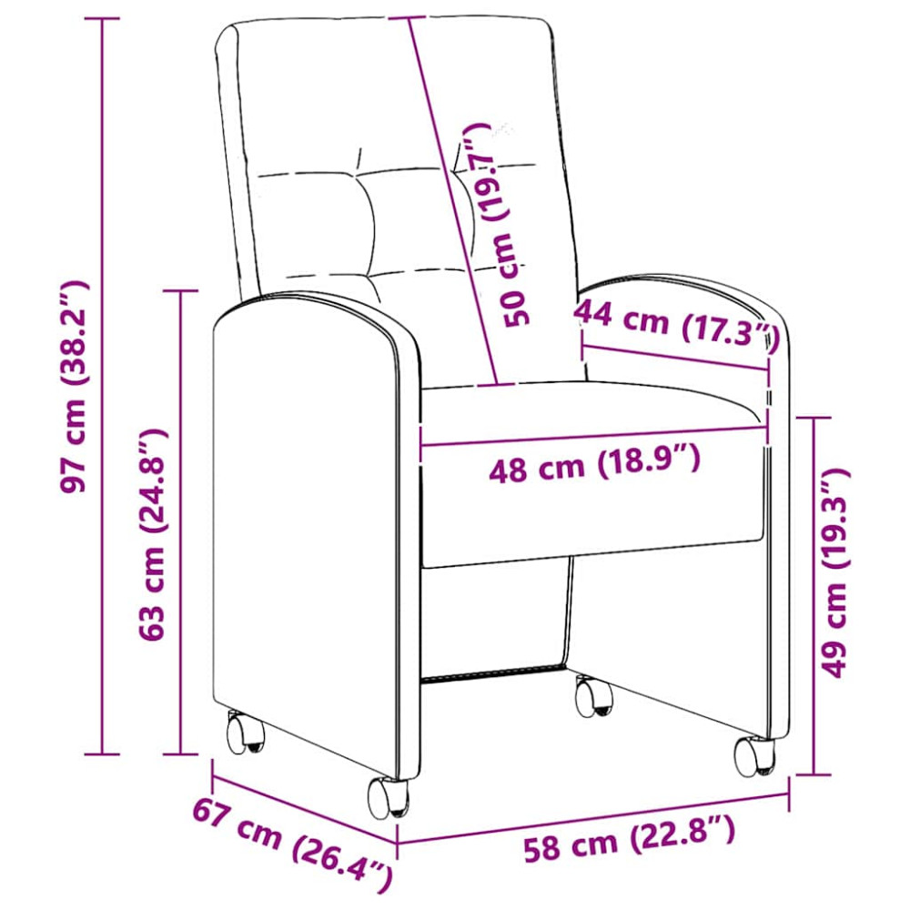 Produktbild för Matstolar med hjul med hjul 2 pcs Skinande brun 58 x 67 x 97 cm