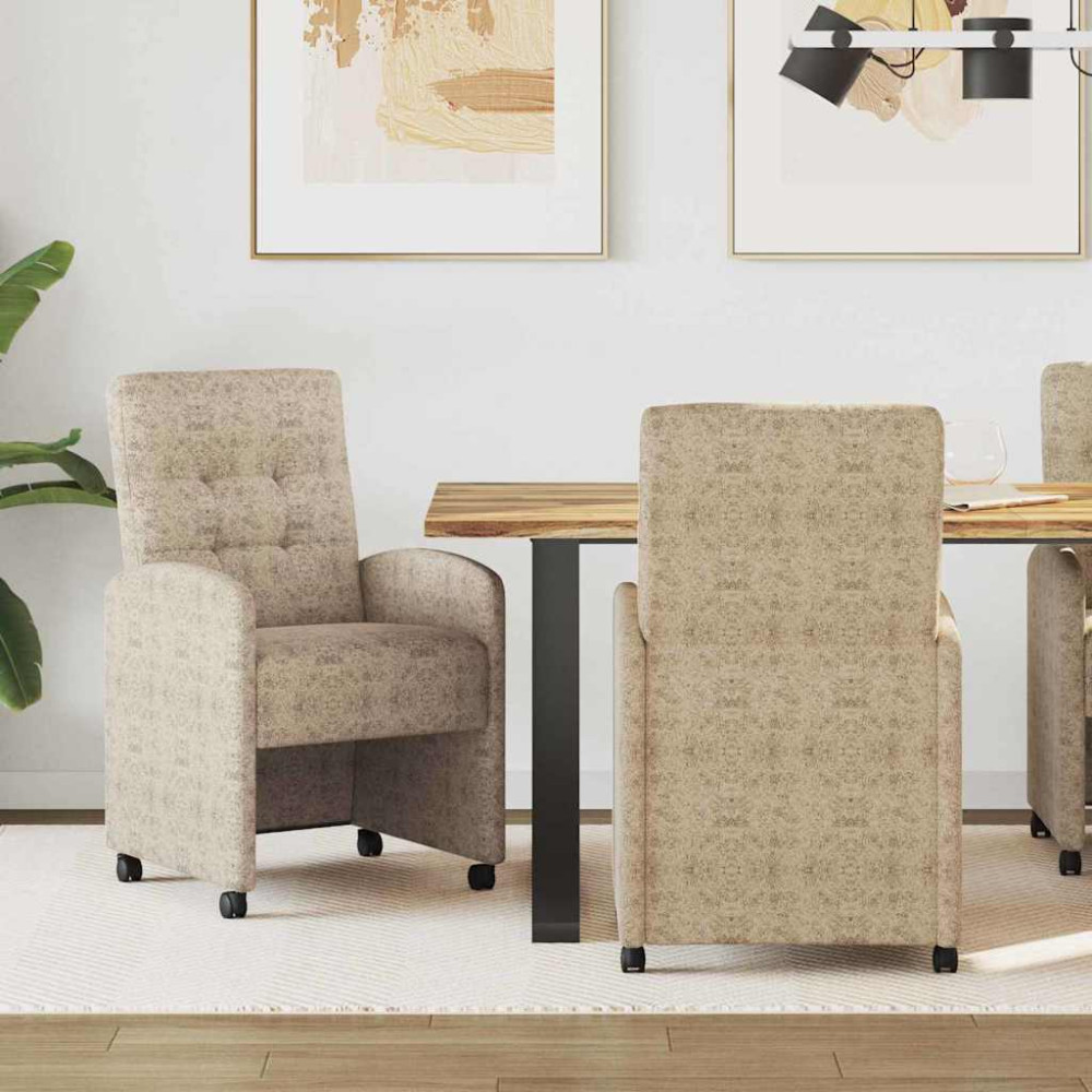 Produktbild för Matstolar med hjul med hjul 2 pcs Ljusgrå 58 x 67 x 97 cm