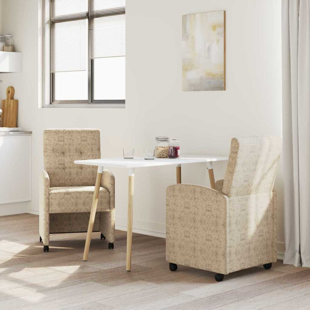 Produktbild för Matstolar med hjul med hjul 2 pcs Ljusgrå 58 x 67 x 97 cm