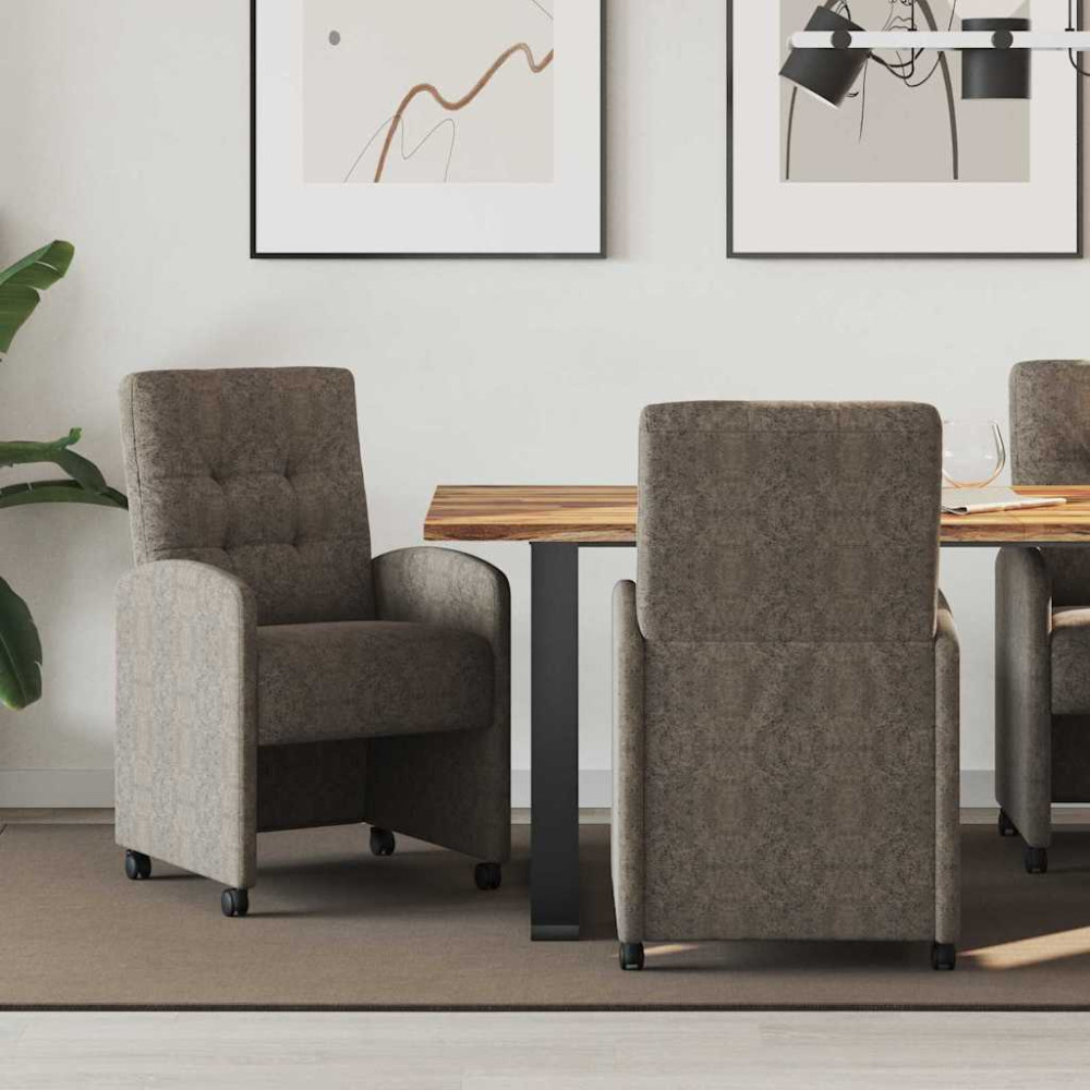 Produktbild för Matstolar med hjul med hjul 2 pcs Mörkgrå 58 x 67 x 97 cm