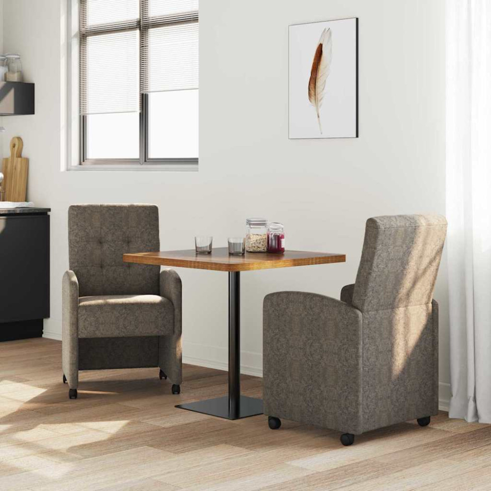 Produktbild för Matstolar med hjul med hjul 2 pcs Mörkgrå 58 x 67 x 97 cm