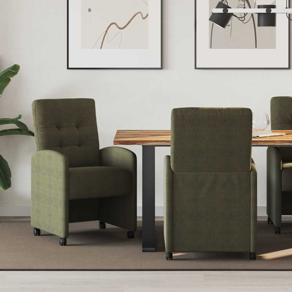 Produktbild för Matstolar med hjul med hjul 2 pcs Armégrön 58 x 67 x 97 cm
