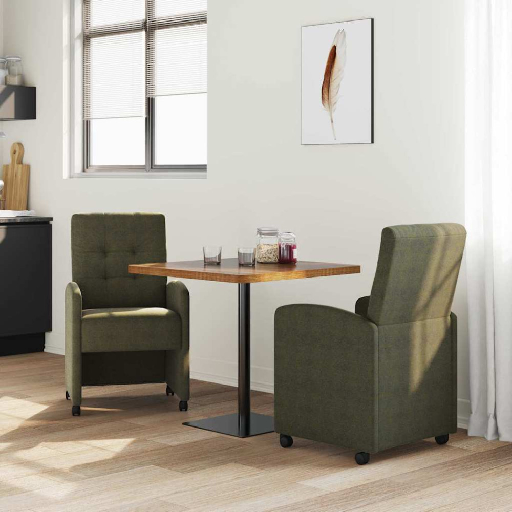 Produktbild för Matstolar med hjul med hjul 2 pcs Armégrön 58 x 67 x 97 cm