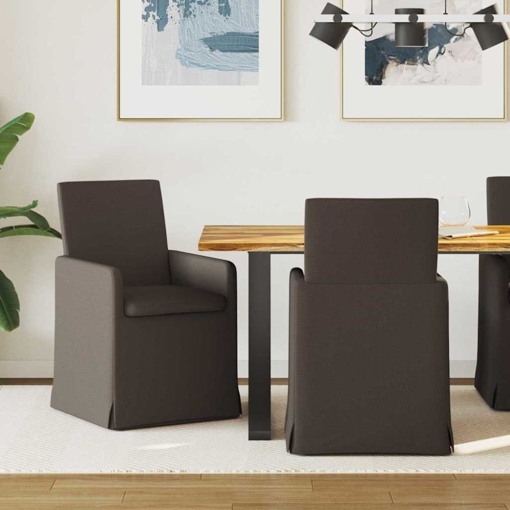 Produktbild för Matstolar med hjul 2 pcs Mörkgrå 57 x 67 x 95 cm Linne