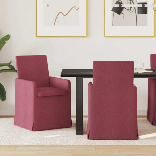 vidaXL Matstolar 2 pcs Vinröd 57 x 67 x 95 cm tyg