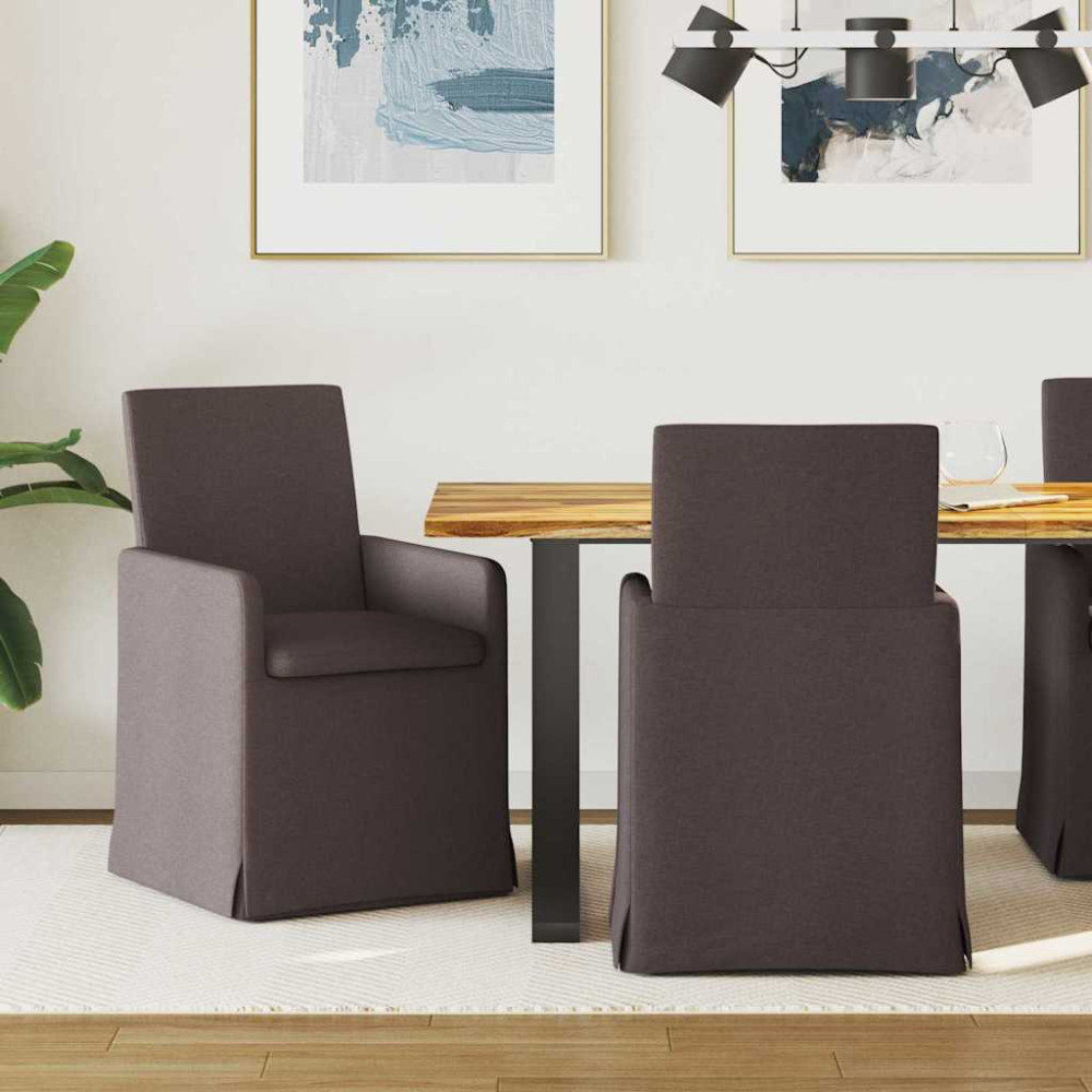 Produktbild för Matstolar 2 pcs Mörkbrun 57 x 67 x 95 cm tyg