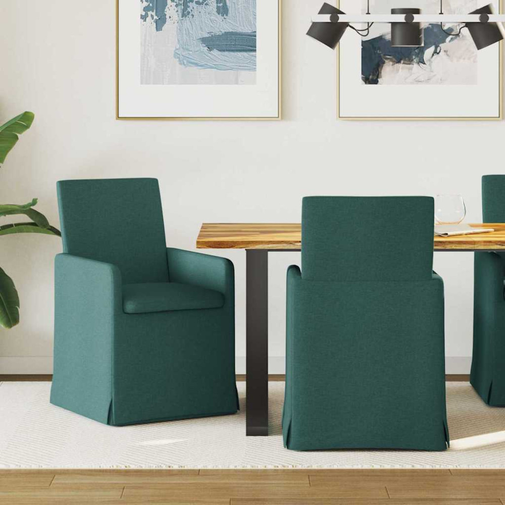 Produktbild för Matstolar 2 pcs Mörkgrön 57 x 67 x 95 cm tyg