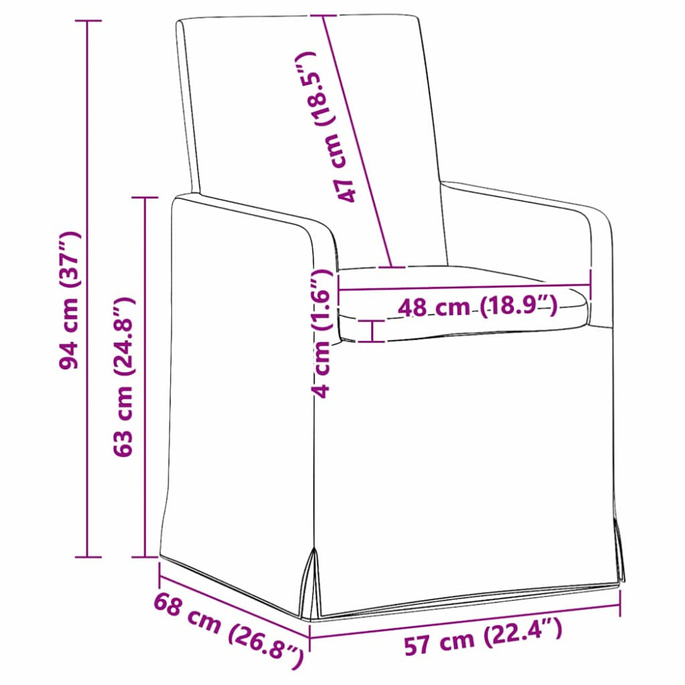 Produktbild för Matstolar 2 pcs Blå 57 x 67 x 95 cm tyg