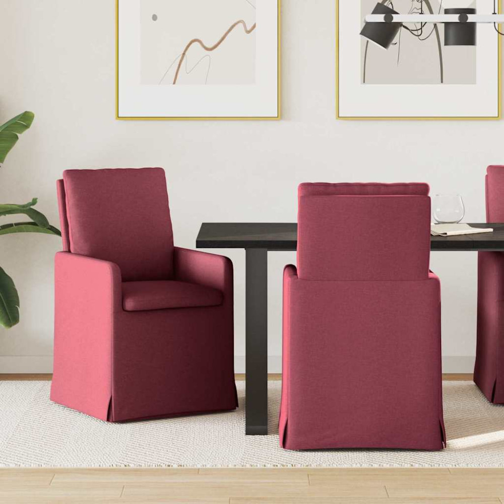 Produktbild för Matstolar 2 pcs Vinröd 57 x 67 x 98 cm tyg