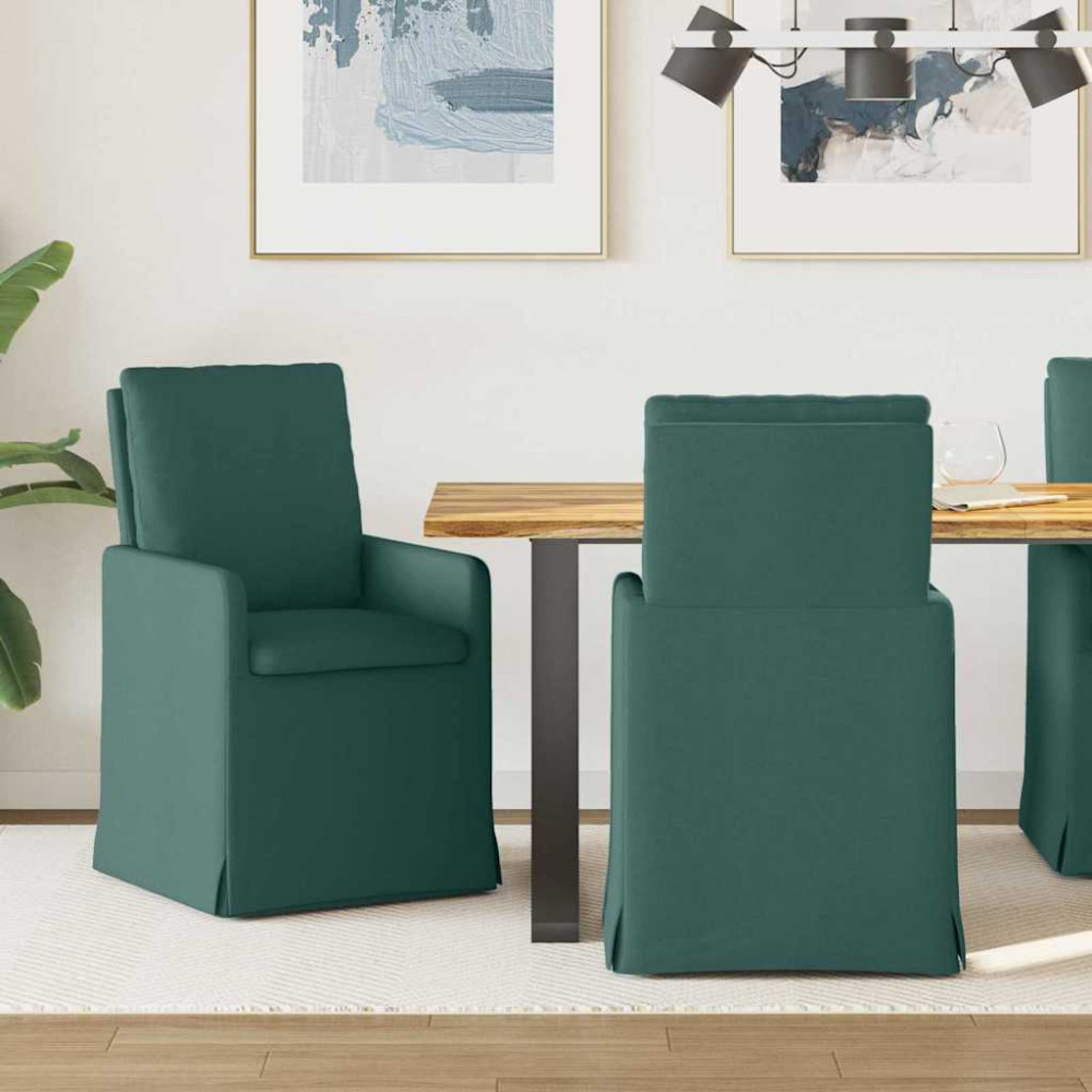 Produktbild för Matstolar 2 pcs Mörkgrön 57 x 67 x 98 cm tyg