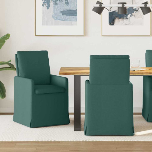 vidaXL Matstolar 2 pcs Mörkgrön 57 x 67 x 98 cm tyg