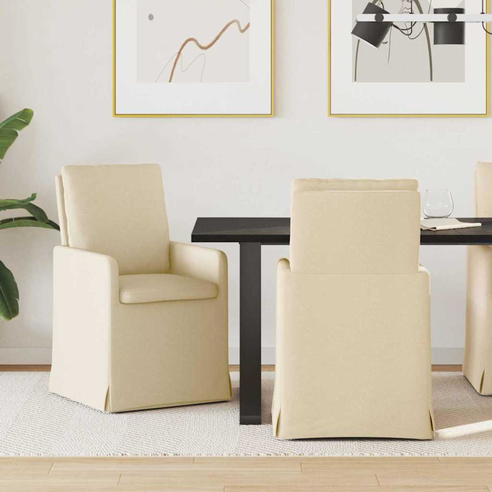 Produktbild för Matstolar 2 pcs Kräm 57 x 67 x 98 cm tyg