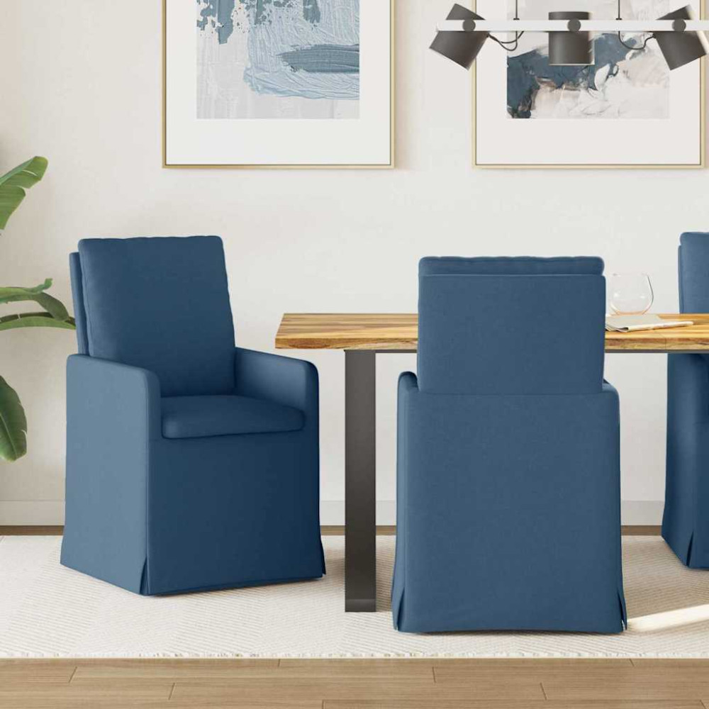 Produktbild för Matstolar 2 pcs Blå 57 x 67 x 98 cm tyg