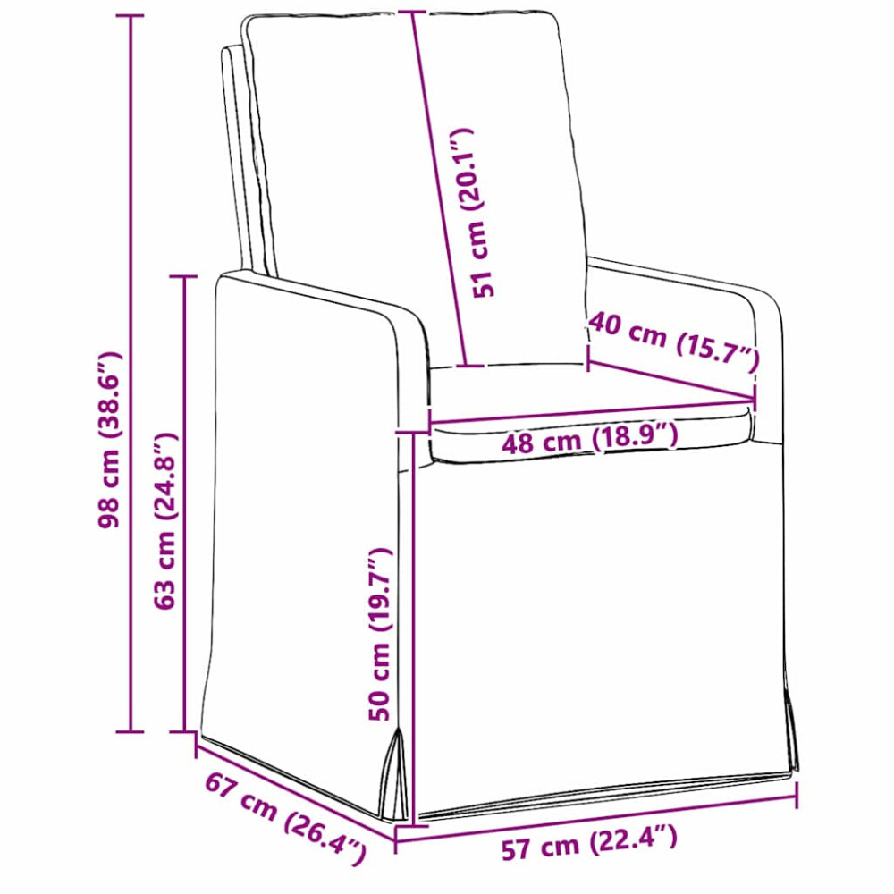 Produktbild för Matstolar 2 pcs Rosa 57 x 67 x 98 cm tyg