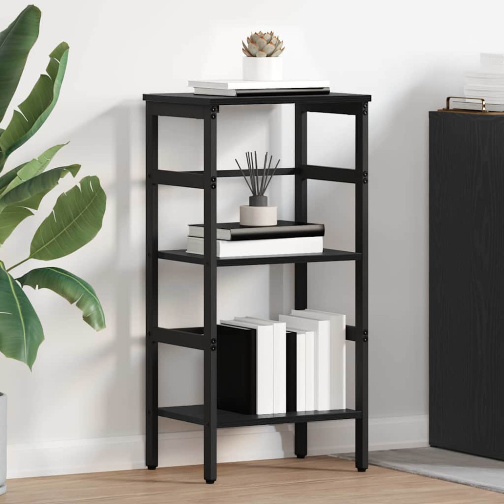 Produktbild för Hyllsystem Svart Ek 40 x 29,5 x 81 cm Konstruerat trä