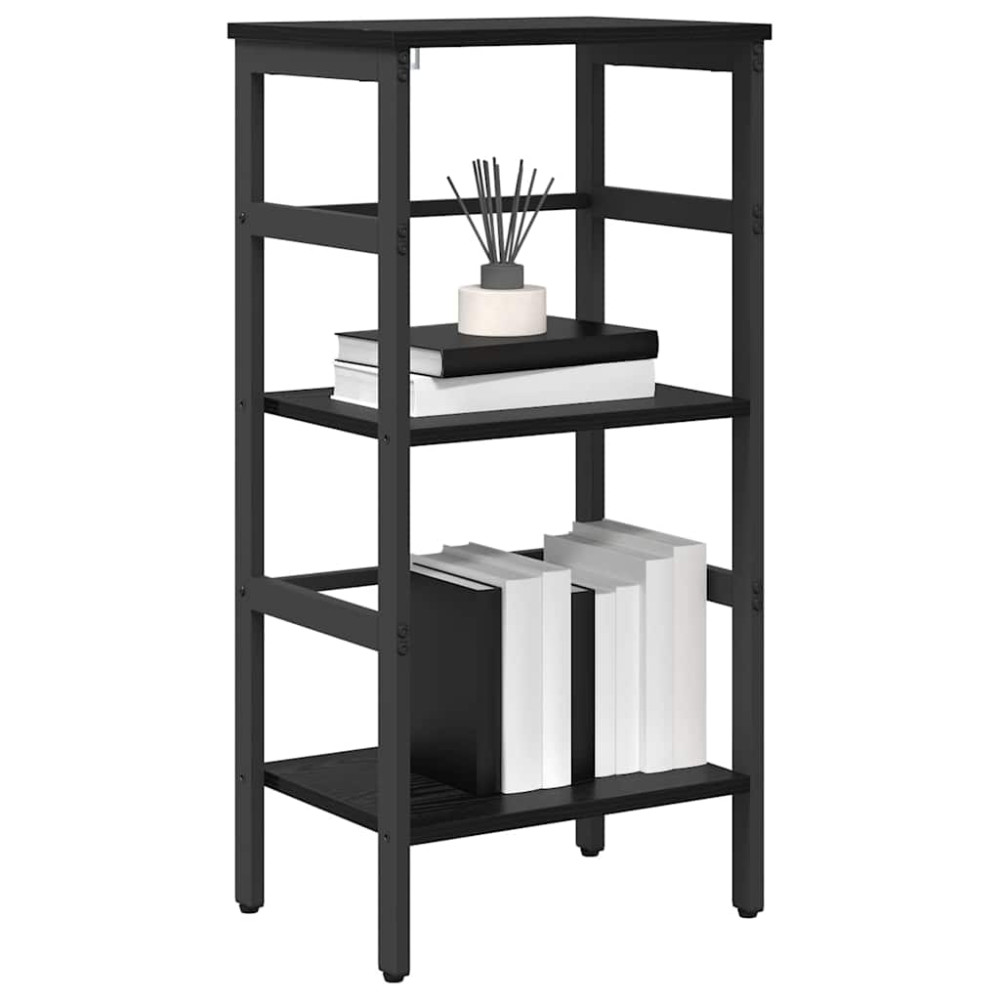 Produktbild för Hyllsystem Svart Ek 40 x 29,5 x 81 cm Konstruerat trä