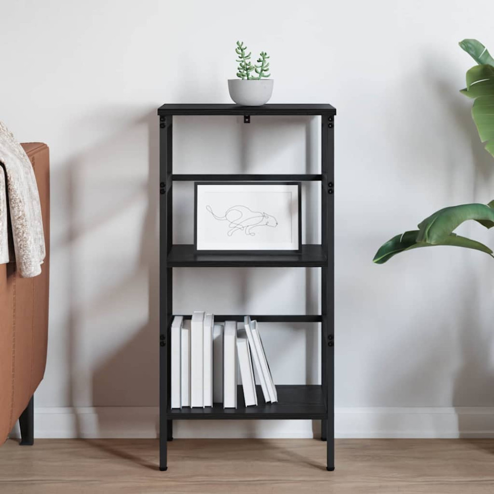 Produktbild för Hyllsystem Svart Ek 40 x 29,5 x 81 cm Konstruerat trä