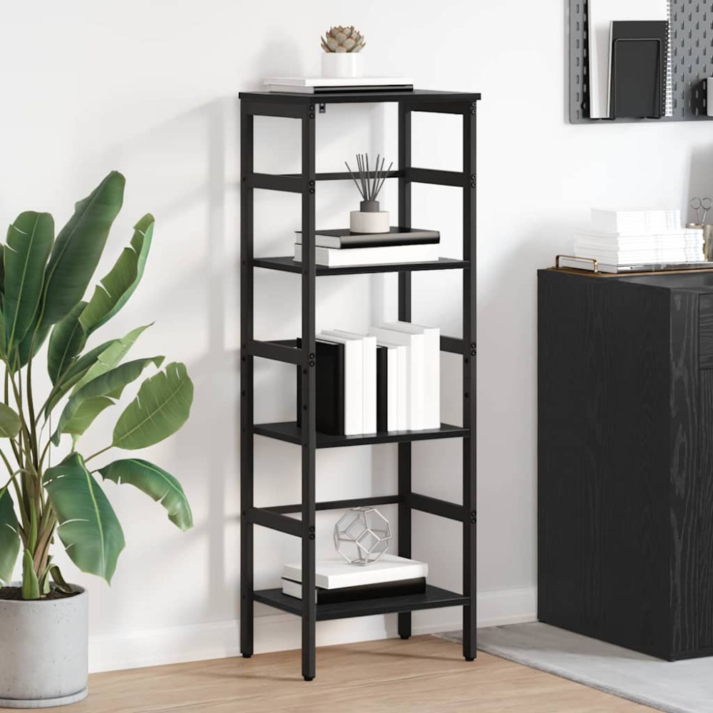 Produktbild för Hyllsystem Svart Ek 40 x 29,5 x 115 cm Konstruerat trä