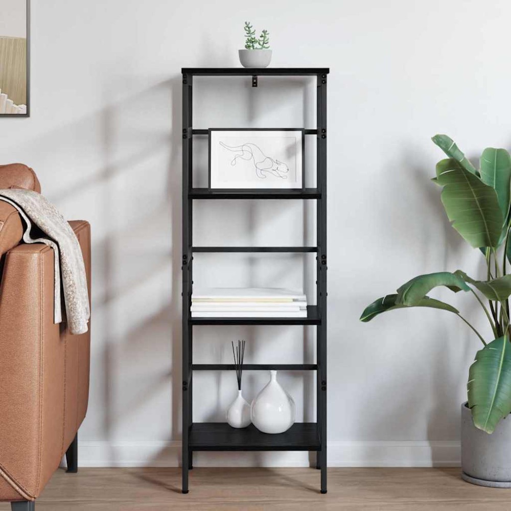 Produktbild för Hyllsystem Svart Ek 40 x 29,5 x 115 cm Konstruerat trä