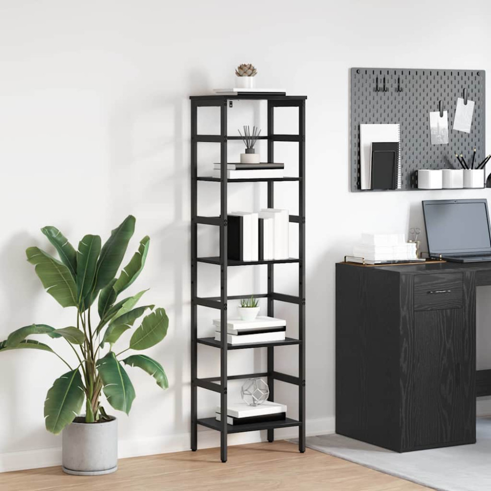 Produktbild för Hyllsystem Svart Ek 40 x 29,5 x 149 cm Konstruerat trä