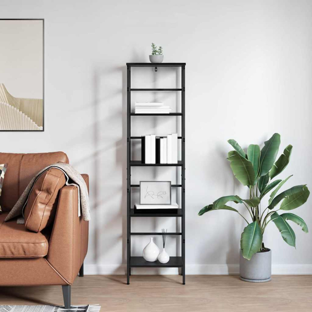Produktbild för Hyllsystem Svart Ek 40 x 29,5 x 149 cm Konstruerat trä