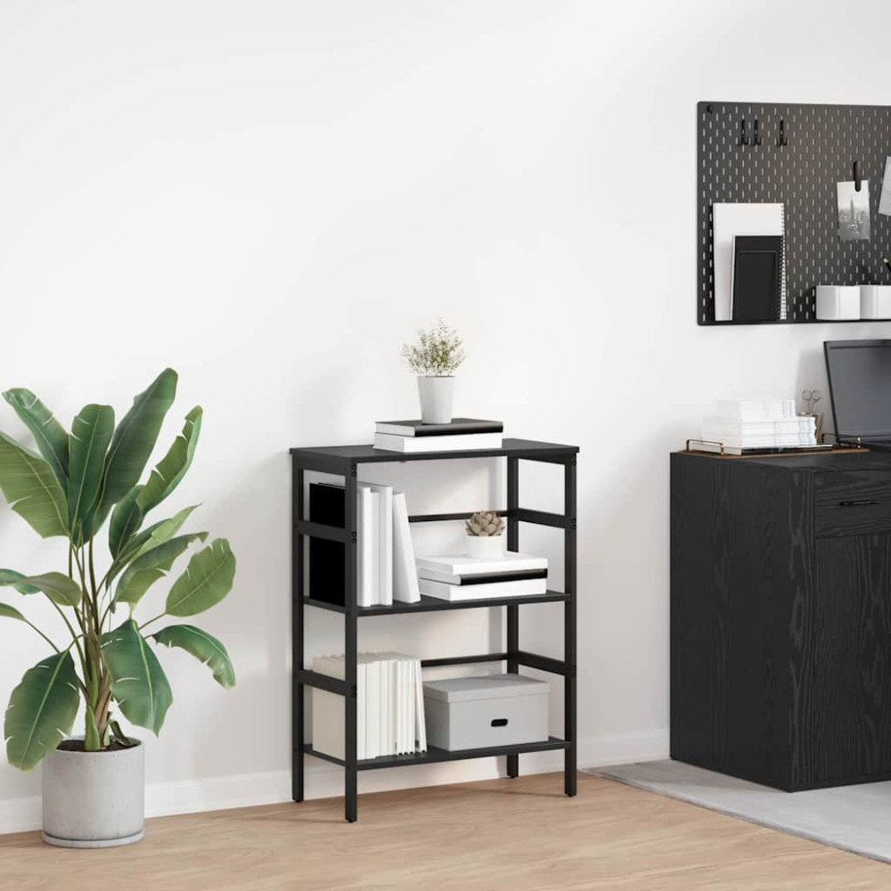 Produktbild för Hyllsystem Svart Ek 60 x 29,5 x 81 cm Konstruerat trä