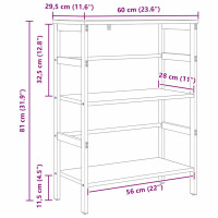 Produktbild för Hyllsystem Svart Ek 60 x 29,5 x 81 cm Konstruerat trä