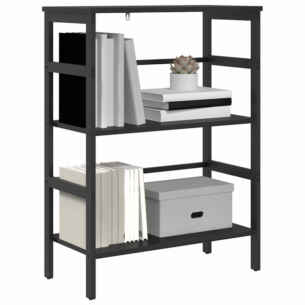 Produktbild för Hyllsystem Svart Ek 60 x 29,5 x 81 cm Konstruerat trä