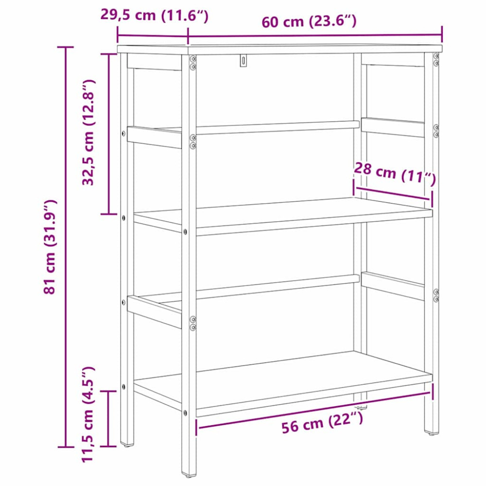Produktbild för Hyllsystem Gammalt trä 60 x 29,5 x 81 cm Konstruerat trä